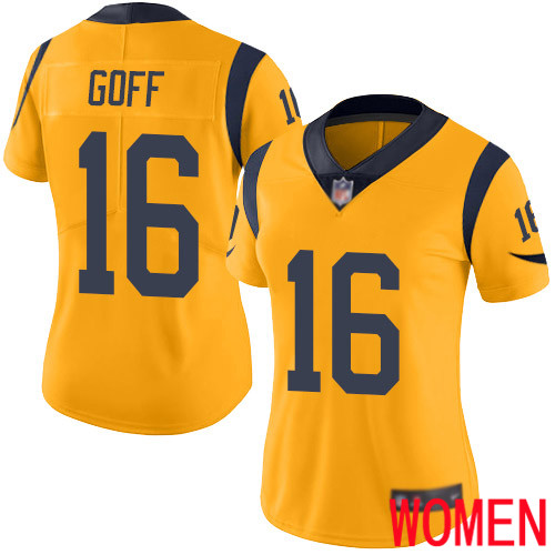 Los Angeles Rams Limited Gold Women Jared Goff Jersey NFL Football 16 Rush Vapor Untouchable